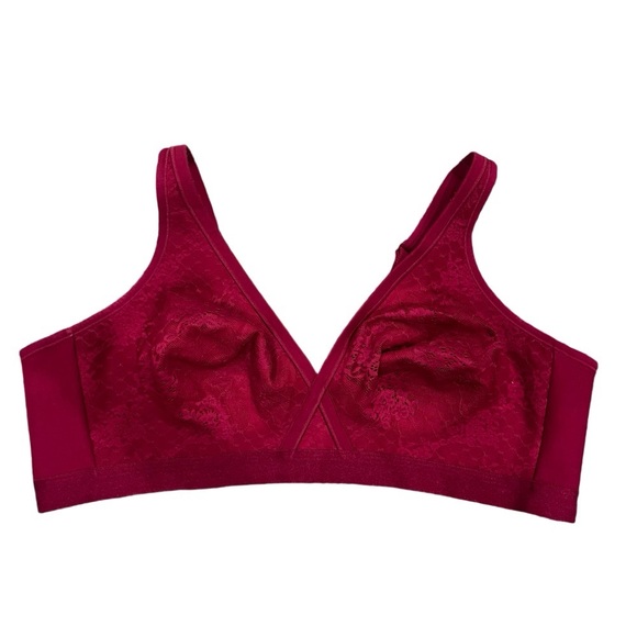 Cacique Bra Women's 48C Unlined Full Coverage No Wire Red Wine Lace Hook & Eye - Picture 1 of 7